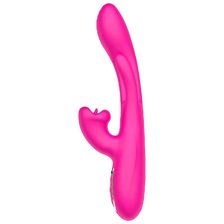 Adam & Eve The Hyper Wave pink dual-stimulation vibrator with curved shaft and flexible external arm